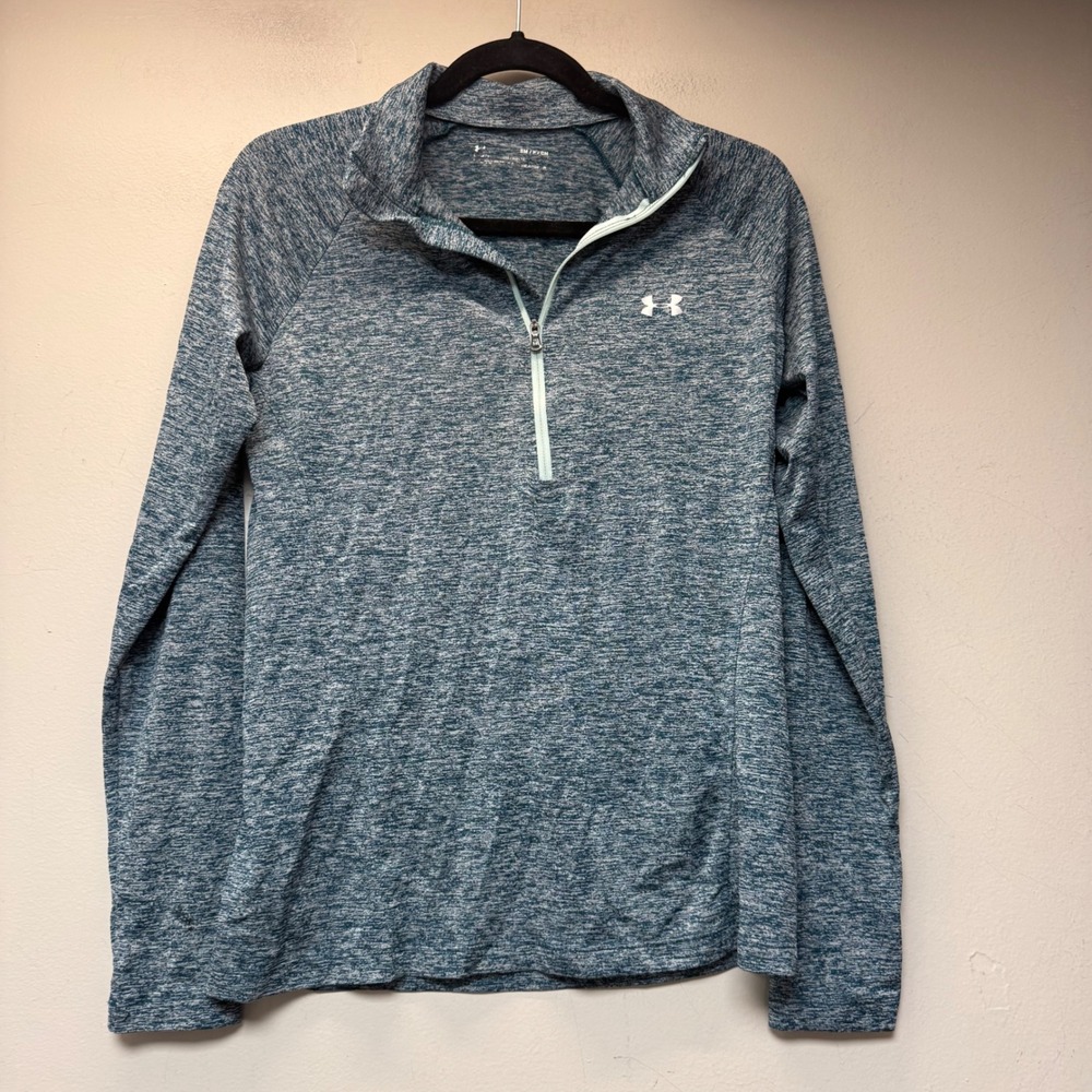 Under Armour Tech Twist Half Zip Pullover Women Small Blue Excellent HeatGear